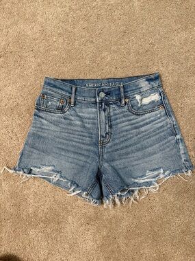American Eagle Outfitters Medium Blue Distressed Frayed Hem Denim Shorts